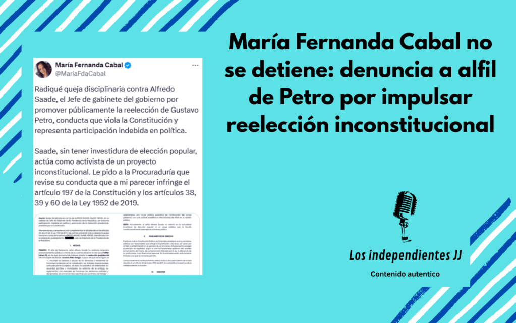 María Fernanda Cabal no se detiene: denuncia a alfil de Petro por impulsar reelección inconstitucional