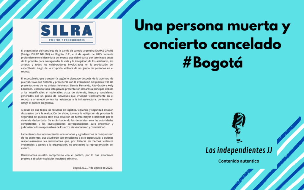 Una persona muerta y concierto cancelado&nbsp;#Bogotá